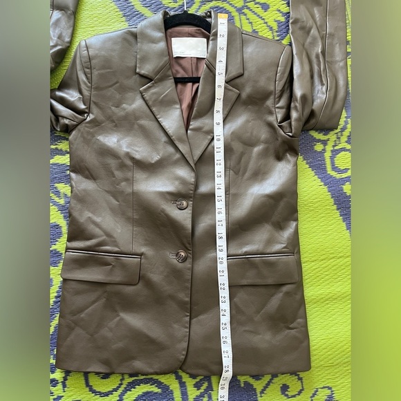 Oak and Fort Vegan Leather Blazer Dark Brown Size XS Oversized Fall Casual - Picture 11 of 11